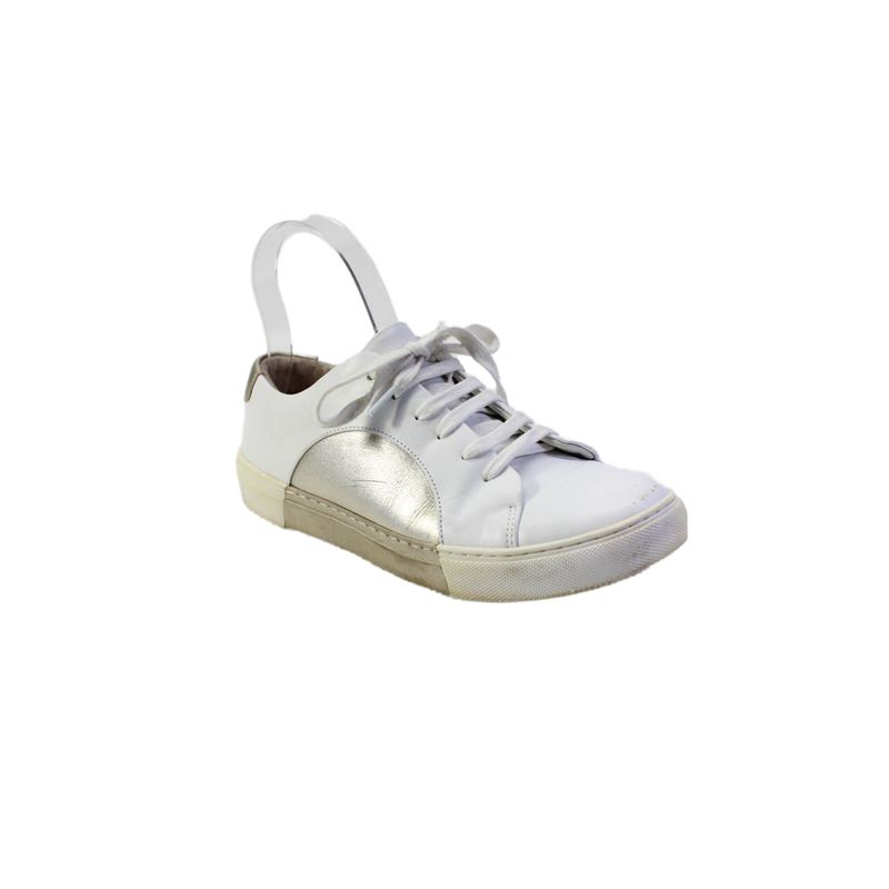 They New York Womens Metallic Leather Round Toe Low Top Sneakers White Size 37 7
